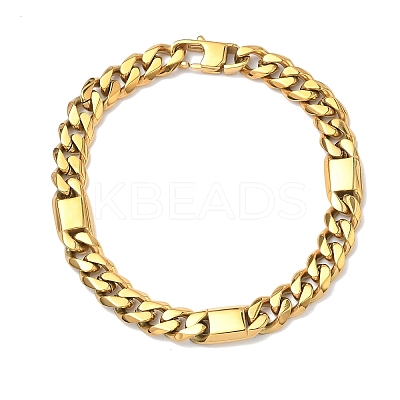 304 Stainless Steel Cuban Link Chain Bracelets for Women BJEW-G779-04A-G-1