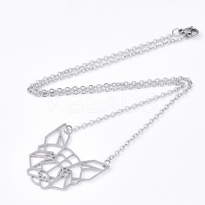 Non-Tarnish 201 Stainless Steel Puppy Pendant Necklaces LS-NJEW-T009-JN046-1-40-1