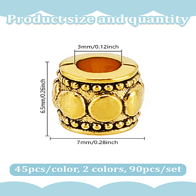 90Pcs 2 Colors Tibetan Style Alloy Beads FIND-LP0001-16-1