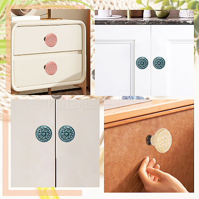 18Pcs 6 Color Round Embosssed Porcelain Drawer Handles DIY-CP0007-41-1