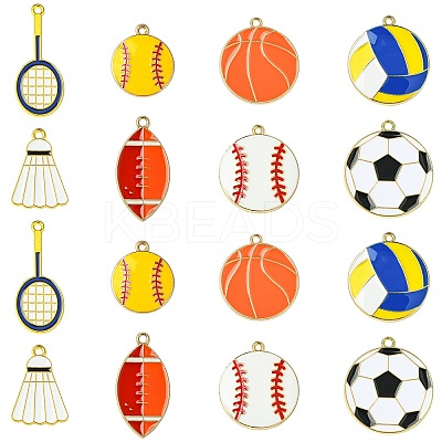 40Pcs 8 Styles Sports Ball Alloy Enamel Pendants ENAM-CJ0006-82-1