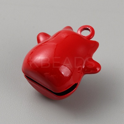 Lucky Cat Shapes Baking Paint Brass Pendants KK-WH0081-69D-1
