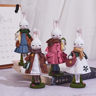 Resin Standing Rabbit Statue Bunny Sculpture Tabletop Rabbit Figurine for Lawn Garden Table Home Decoration ( Brown ) JX085A-1