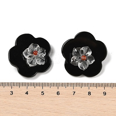 Natural Black Onyx(Dyed & Heated) & Quartz Crystal & Carnelian Handmade Beads G-Q021-05A-1