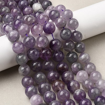 Round Natural Amethyst Beads Strands LS-G-S380-01C-02-1