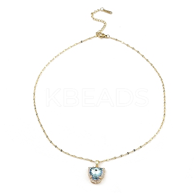 Tiger Head Light Gold Brass Micro Pave Cubic Zirconia Pendant Necklaces NJEW-E105-18KCG-03-1