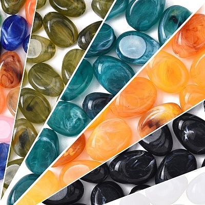 20Pcs Oval Imitation Gemstone Acrylic Beads OACR-YW0002-48-1