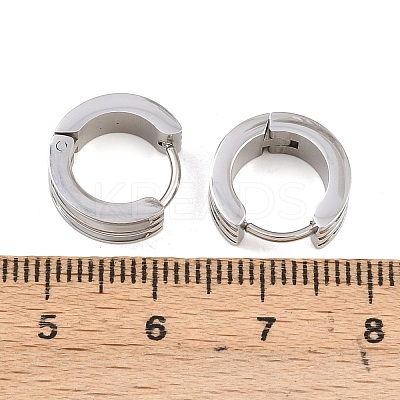 Stripe 304 Stainless Steel Shell Hoop Earrings for Women EJEW-L307-11P-1