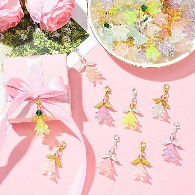 30Pcs 6 Styles Angel Acrylic & Glass Pendant Decorations HJEW-FS00074-1