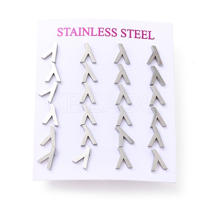 Tarnish Resistant 304 Stainless Steel Greek Alphabet Stud Earrings STAS-D007-07P-11-1