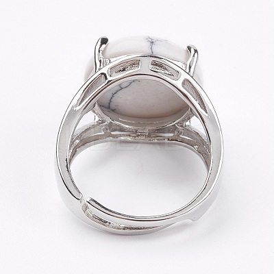Adjustable Natural Howlite Finger Rings RJEW-F075-01Q-1