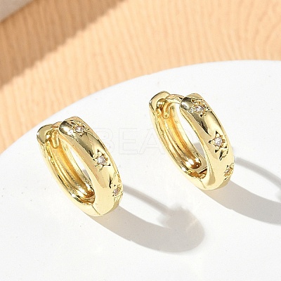 Brass Micro Pave Cubic Zirconia Hoop Earrings KK-CBA30C7-21G-1