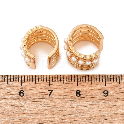 Multilayer C-Shaped Brass Micro Pave Clear Cubic Zirconia Cuff Earrings EJEW-Z127-03G-1