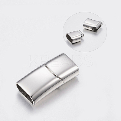 Tarnish Resistant Smooth Surface 304 Stainless Steel Magnetic Clasps with Glue-in Ends LS-STAS-N002-38-1