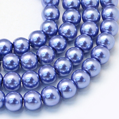 Baking Paint Pearlized Glass Pearl Round Bead Strands HY-Q330-8mm-09-1