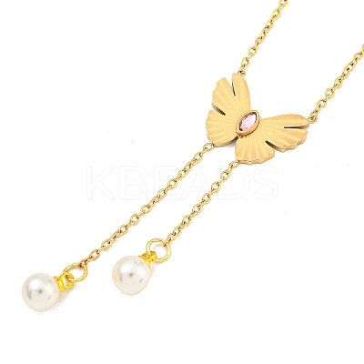 Ion Plating(IP) 201 Stainless Steel Crystal Rhinestone Necklaces NJEW-K270-22G-1