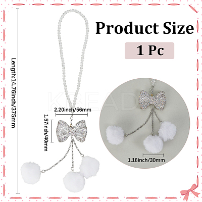 Polyester Ball & Rhinestone Bowkont Pendant Decorations HJEW-WH20009-02A-1