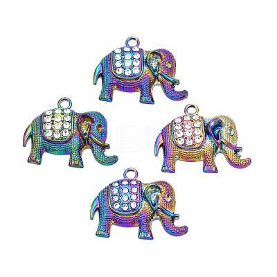 Rainbow Color Alloy Pendant Rhinestone Settings PALLOY-T054-155-1