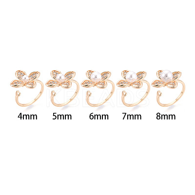 Flower Brass Micro Pave Clear Cubic Zirconia Cuff Ring Settings KK-T076-70G-1