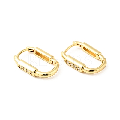Clear Cubic Zirconia Oval Hoop Earrings EJEW-G312-13G-1