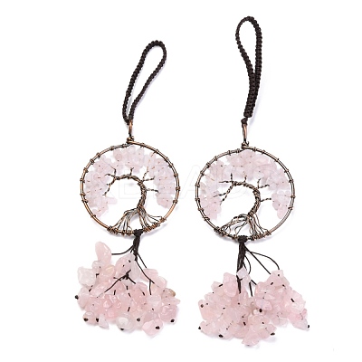 Wire Wrapped Chips Natural Gemstone Big Pendant Decorations HJEW-H057-02-1
