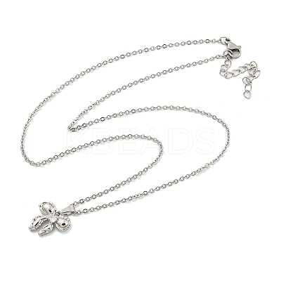 Brass Micro Pave Clear Cubic Zirconia Pendant Necklaces for Women LS-NJEW-B100-01P-1