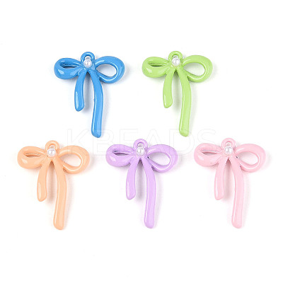 Rack Plating Spray Painted Alloy and ABS Imitation Pearl Pendants PALLOY-T090-44-1