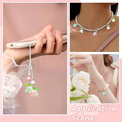 90Pcs 9 Colors Acrylic Flower Pendants PALLOY-CJ00074-1