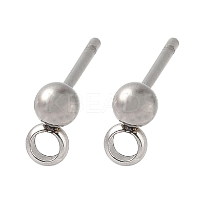 304 Stainless Steel Ball Post Stud Earring Findings STAS-Z035-01P-G-1