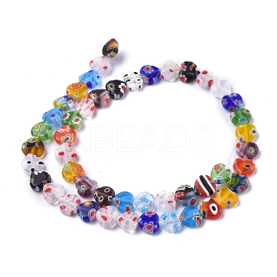 Heart Handmade Millefiori Glass Beads Strands LK-R004-65-1
