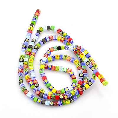 Handmade Millefiori Glass Bead Strands LAMP-J032-4x4mm-M-1