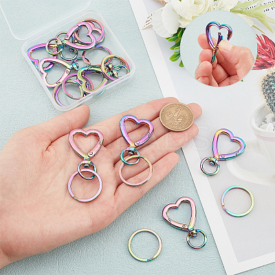 10Pcs Heart Alloy Swivel Clasps FIND-PH0009-04-1