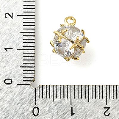 Round Rack Plating Brass with Cubic Zirconia Pendants Charms KK-S396-14-1