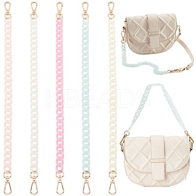 5Pcs 5 Colors Acrylic Imitation Jelly Curb Chain Link Purse Chains FIND-PH0017-48-1