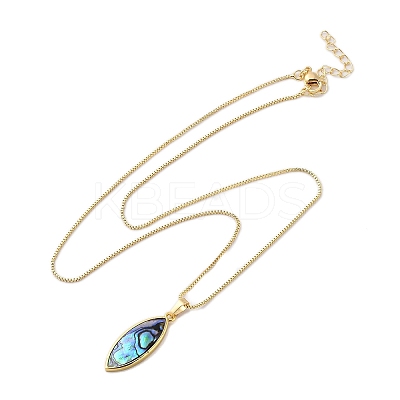 Rack Plating Natural Paua Shell Pendants Necklace NJEW-B104-01A-01G-1