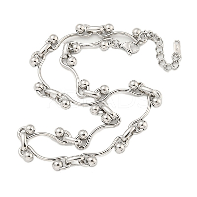 Non-Tarnish 304 Stainless Steel Ball Link Necklaces for Women NJEW-S426-08P-1