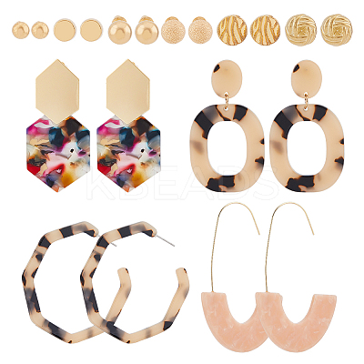 20Pcs 10 Style Acrylic Dangle Stud Earrings EJEW-FI0001-64-1