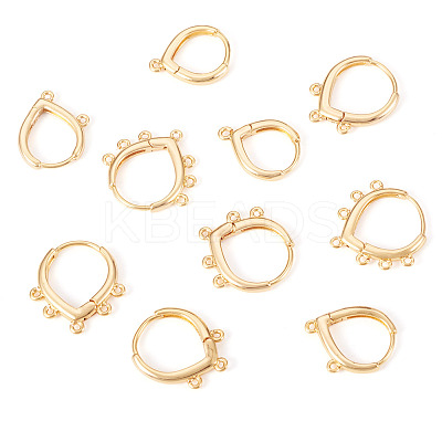 10Pcs 5 Styles Brass Hoop Earring Finding KK-TA0002-52-1