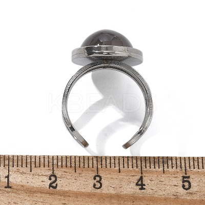 Oval Natural Grey Agate Finger Rings RJEW-M062-02P-12-1