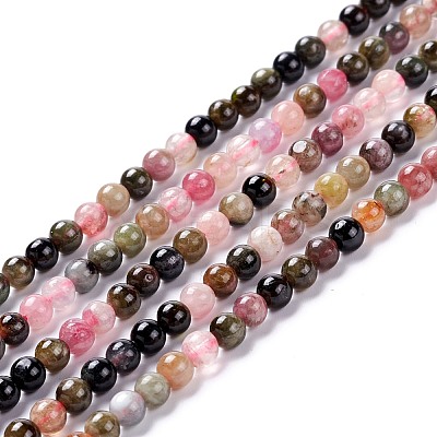 Natural Tourmaline Beads Strands X-G-G446-4mm-03-1