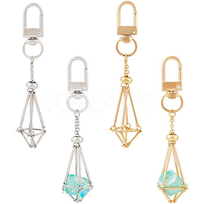 2Pcs 2 Colors Brass Empty Pouch Stone Holder for Keychain KEYC-TA0001-34-1
