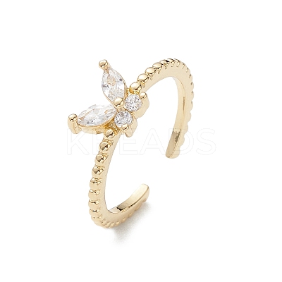 Butterfly Clear Cubic Zirconia Cuff Ring RJEW-M146-12G-1
