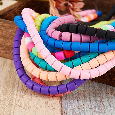 11 Strands 11 Colors Handmade Polymer Clay Bead Strands CLAY-SZ0001-40-1
