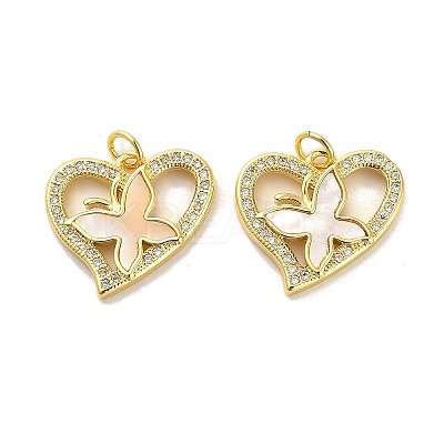 Brass Micro Pave Clear Cubic Zirconia Pendants KK-K365-04G-G-1
