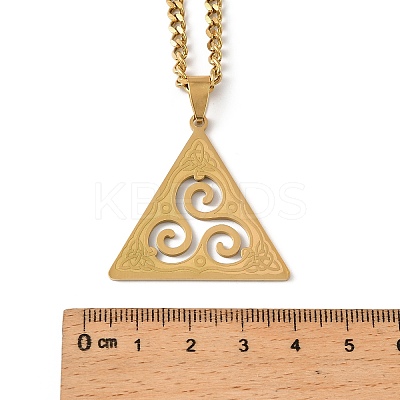 201 Stainless Steel Viking Triskelion Pendant Necklaces for Women Men LS-NJEW-F344-01G-1