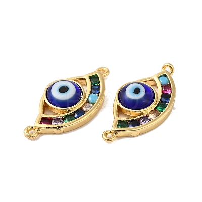 Evil Eye Lampwork Connector Charms LAMP-E034-03G-1