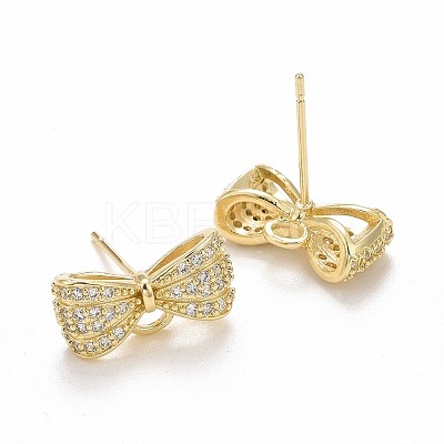 Rack Plating Brass Micro Pave Cubic Zirconia Earring Findings X-KK-C237-05G-1