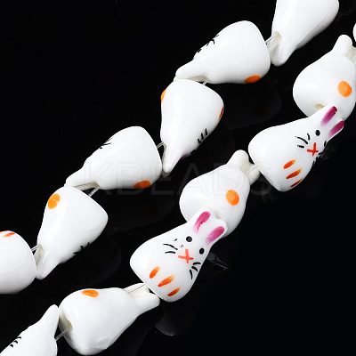 Handmade Porcelain Ceramic Beads Strands PORC-S502-028-1
