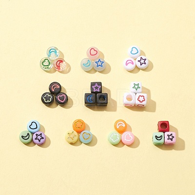 511Pcs 10 Style Transparent & Opaque Mixed Color Acrylic Beads MACR-FS0001-34-1
