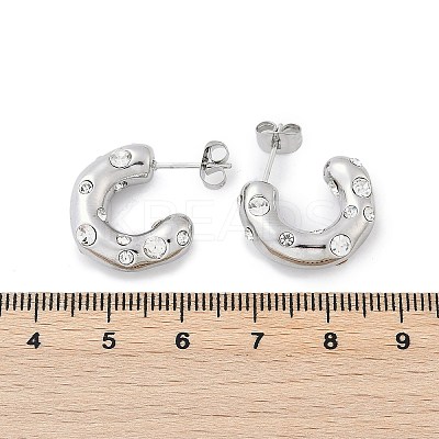 304 Stainless Steel Rhinestone Stud Earrings LS-EJEW-M070-18P-1